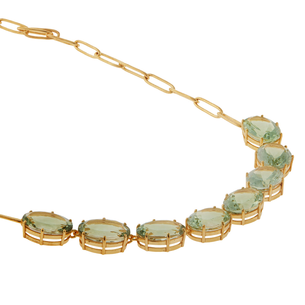 Chained Crown Necklace Green Amethyst - Crown - Ileana Makri store