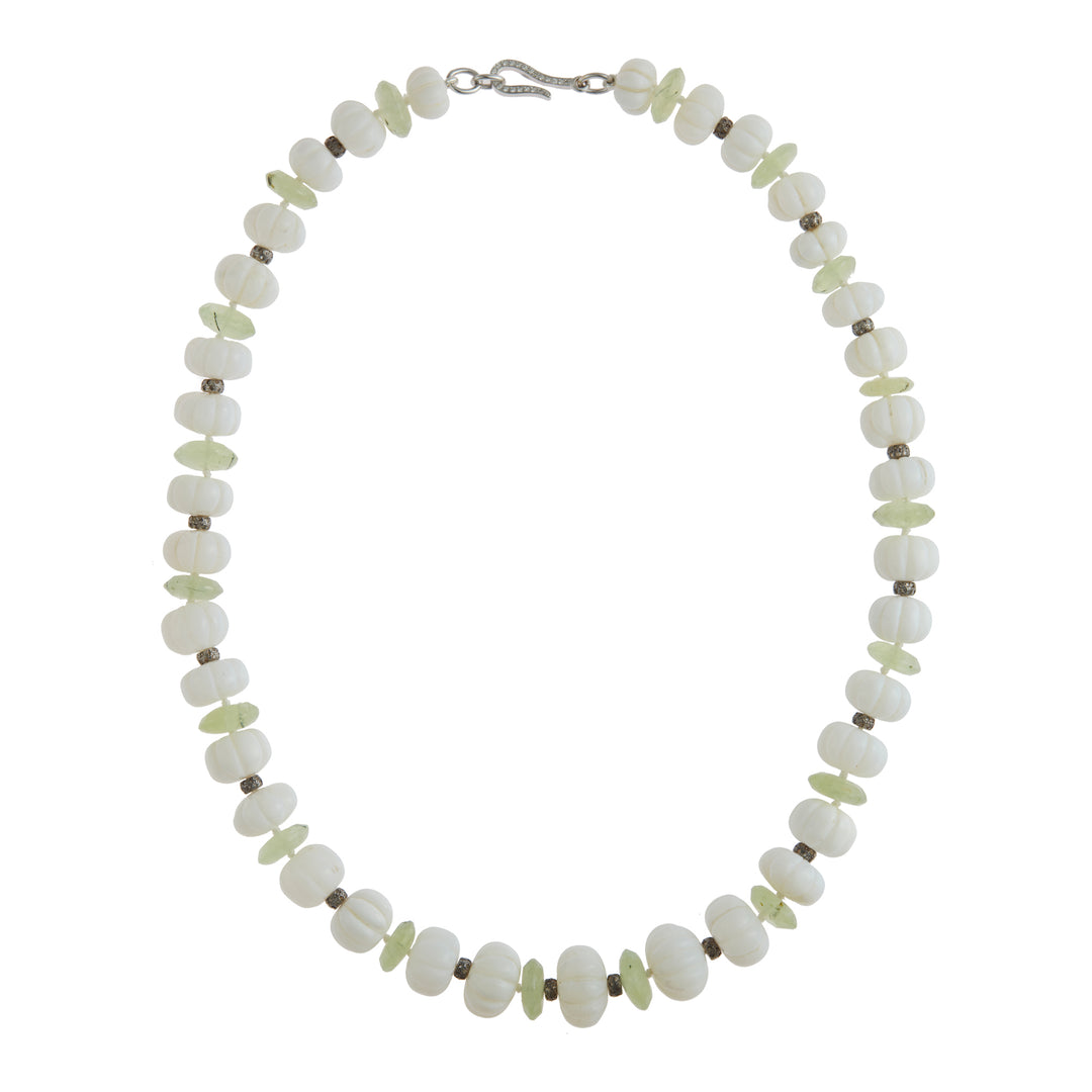 White Melon Opal Beaded Necklace 195 (45cm), Bead Necklaces, Ileana Makri