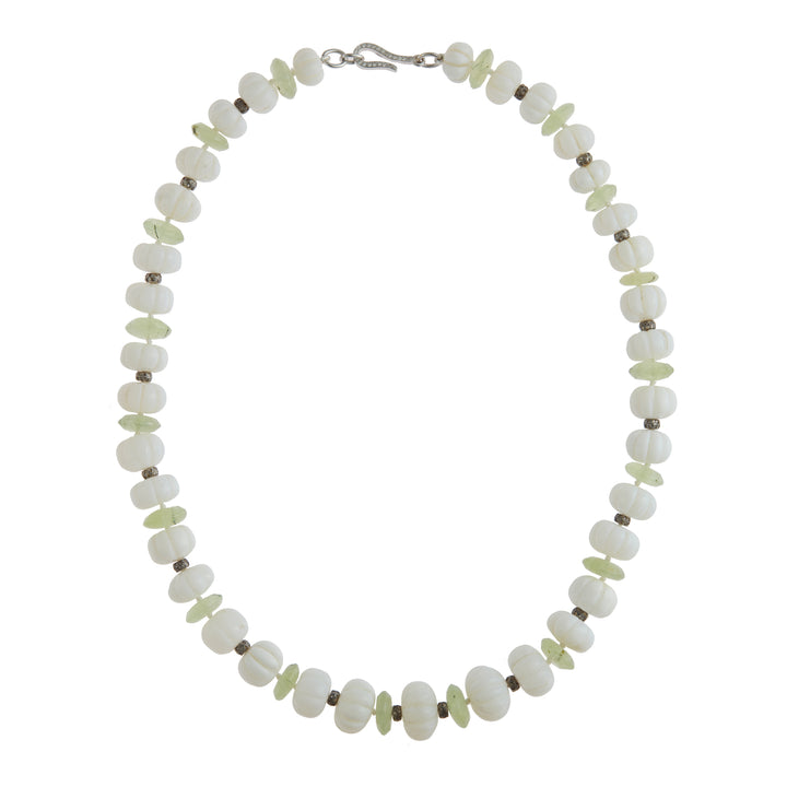 White Melon Opal Beaded Necklace 195 (45cm), Bead Necklaces, Ileana Makri