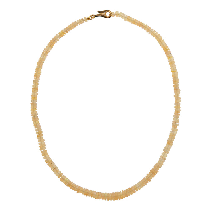 White Faceted Rondel Opal Beaded Necklace 209 (40cm), Bead Necklaces, Ileana Makri