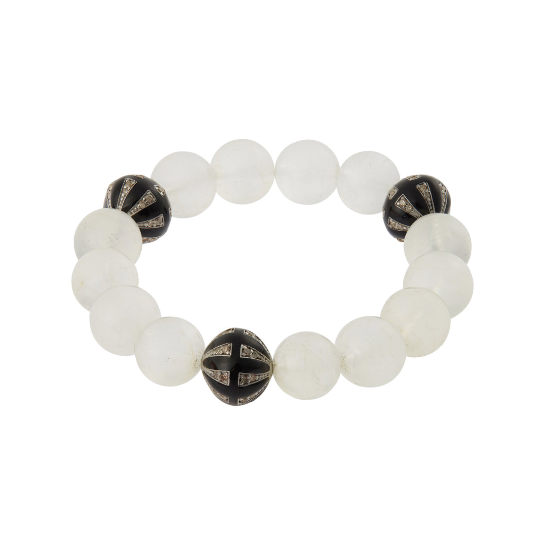 White Rbw Moonstone Beaded Bracelet - Ileana Makri