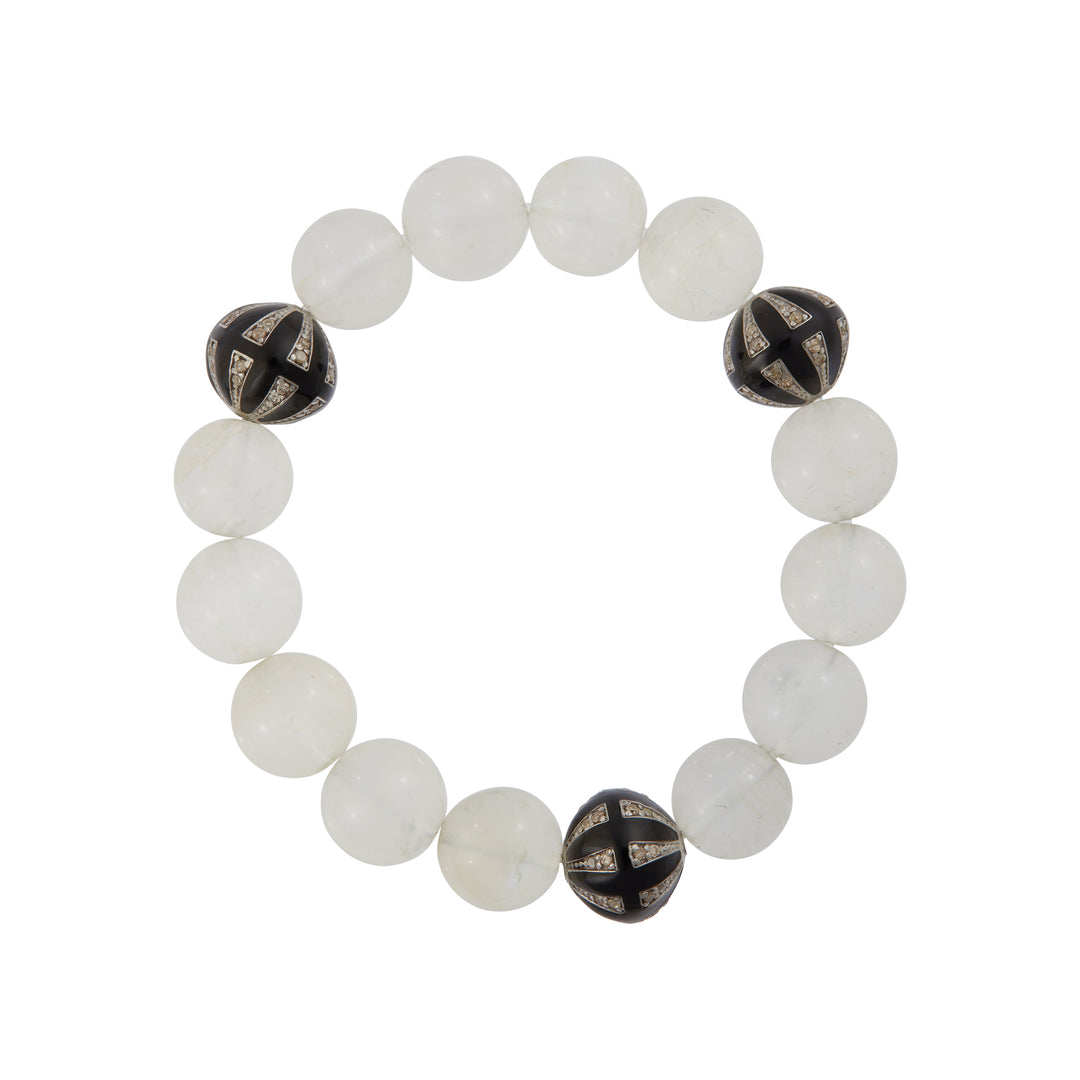 White Rbw Moonstone Beaded Bracelet - Ileana Makri