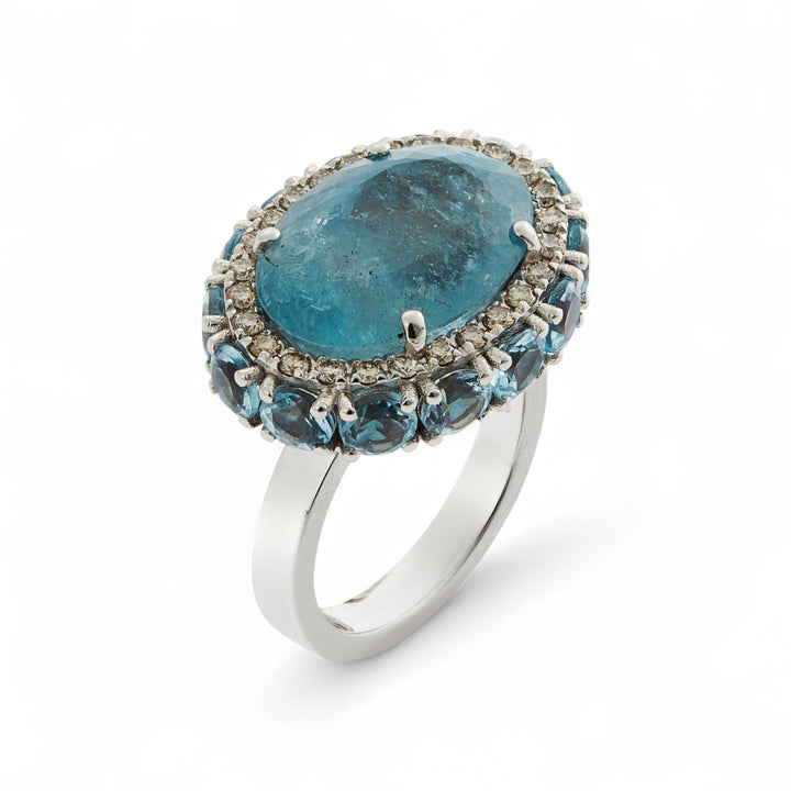 Aquamarine Eternity Flower Ring