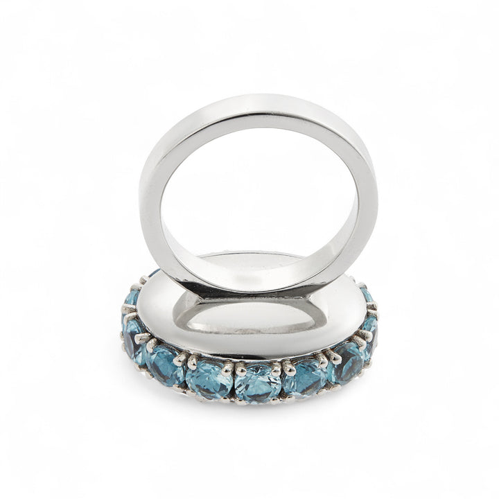 Aquamarine Eternity Flower Ring