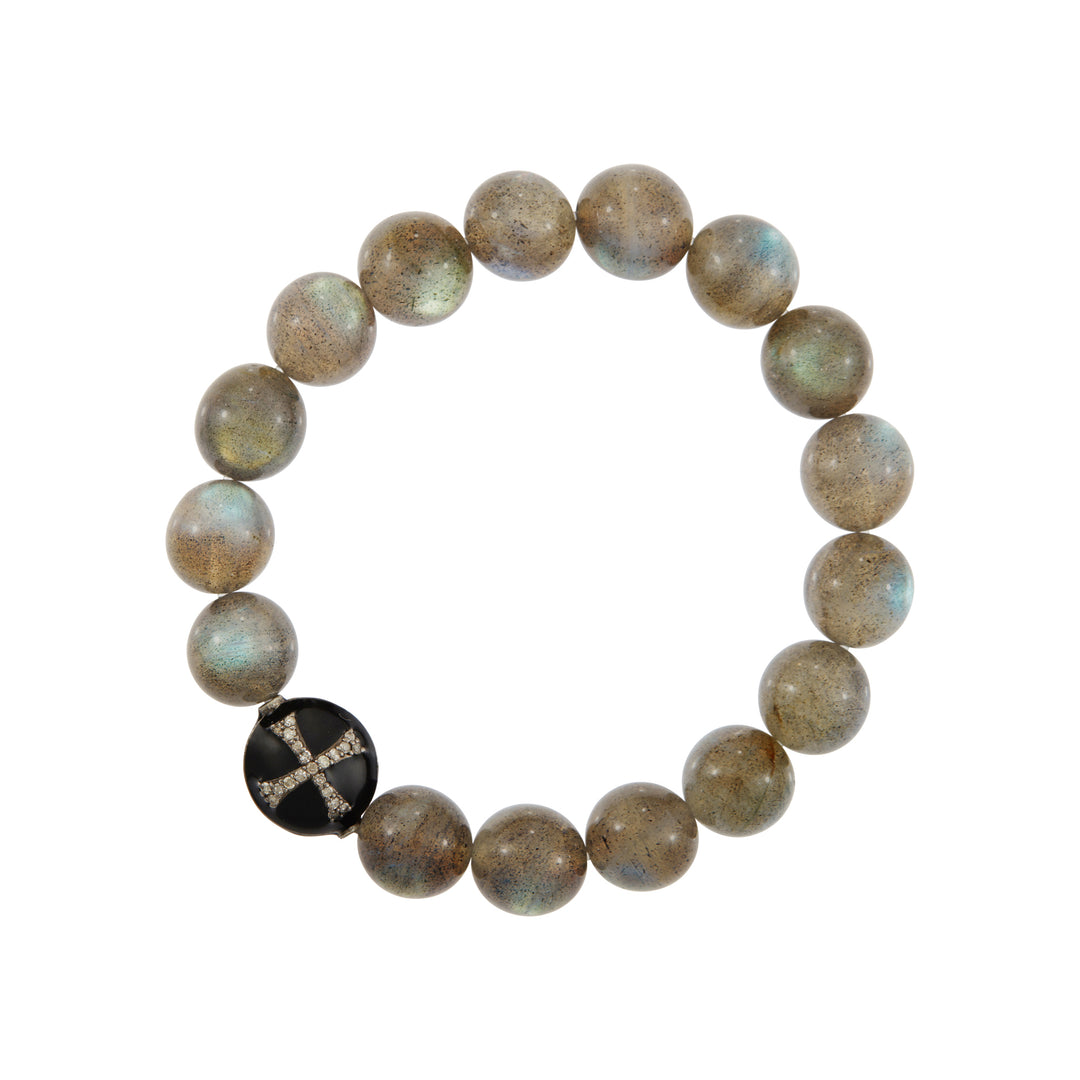 Labradorite & Black Enamel Beaded Bracelet - Ileana Makri