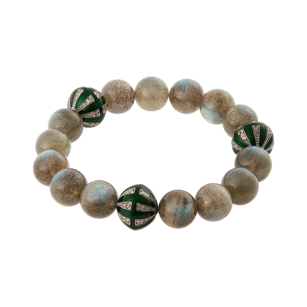 Labradorite & Green Enamel Beaded Bracelet - Ileana Makri