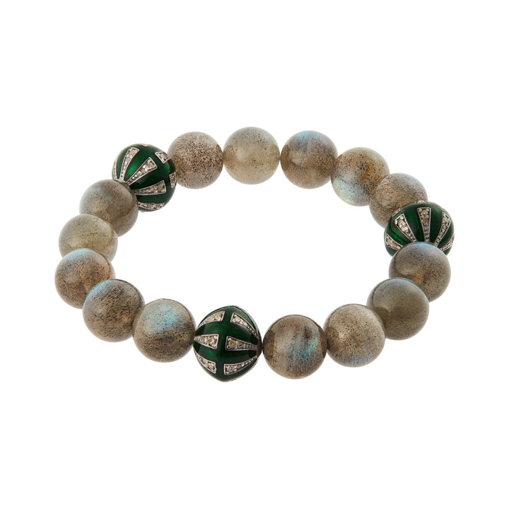 Labradorite & Green Enamel Beaded Bracelet - Ileana Makri