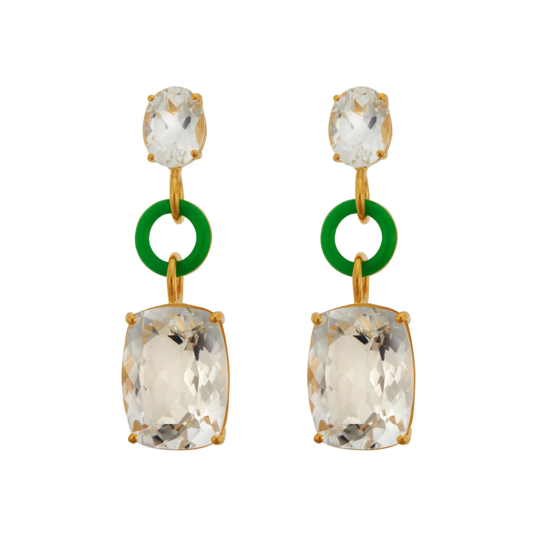 Topaz Twinkler Green Enamel, Eye M Earrings, Ileana Makri