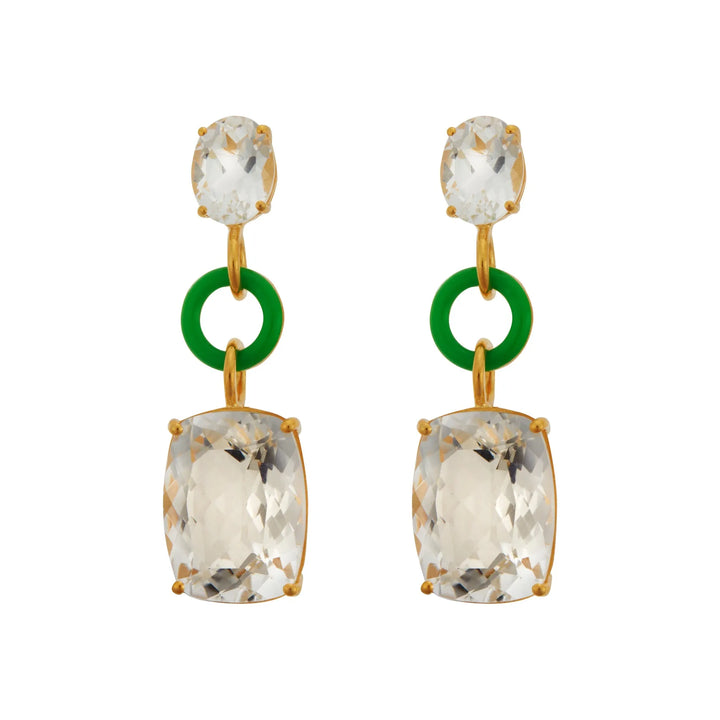 Topaz Twinkler Green Enamel, Eye M Earrings, Ileana Makri