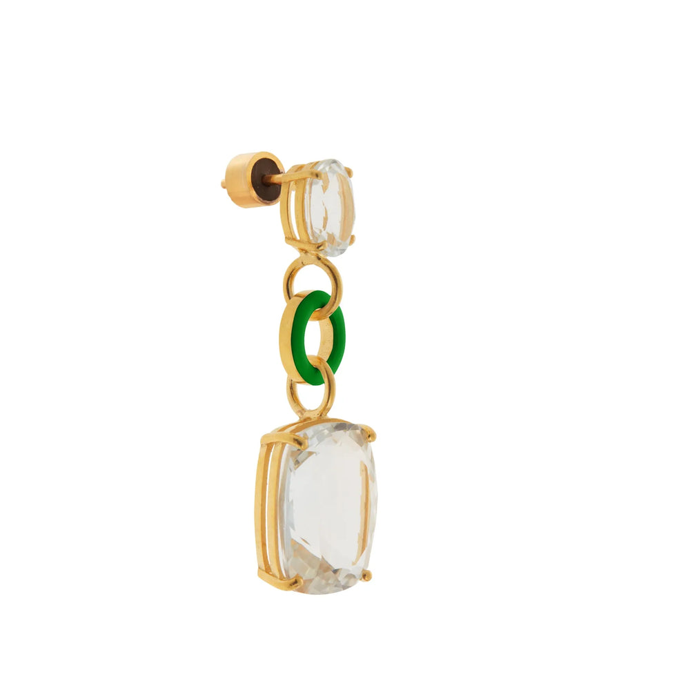 Topaz Twinkler Green Enamel, Eye M Earrings, Ileana Makri