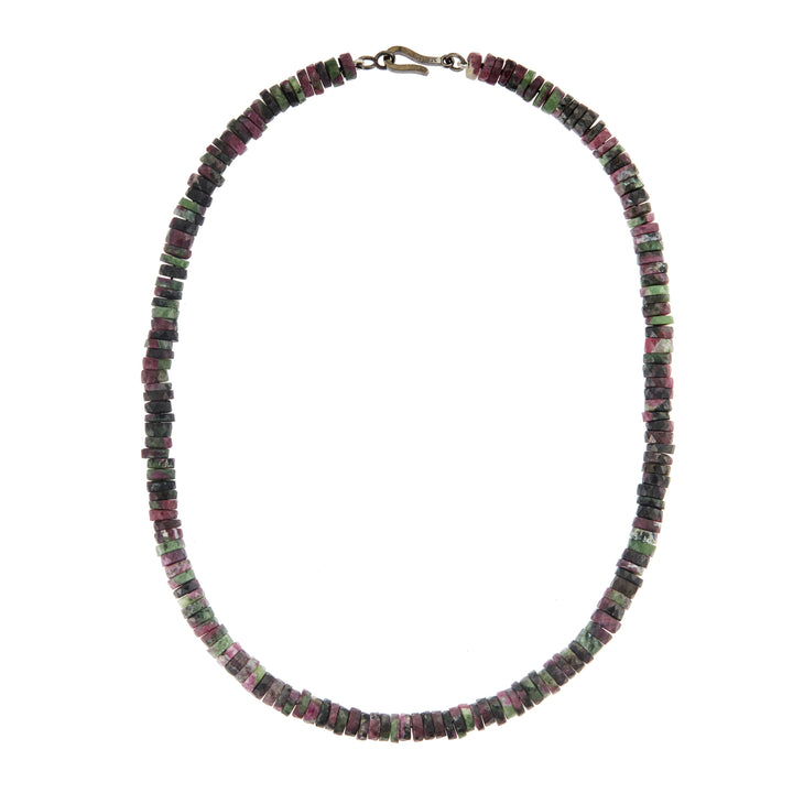 Ruby Zoisite Beaded Necklace (45cm) - Ileana Makri