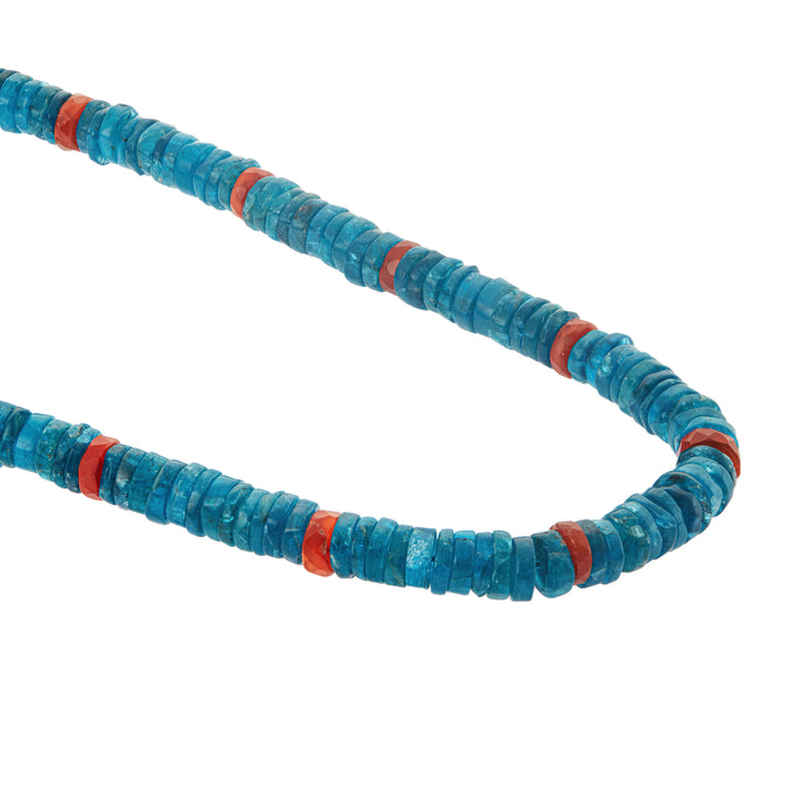 Apatite and Carnelian Beaded Necklace (45cm) - Ileana Makri