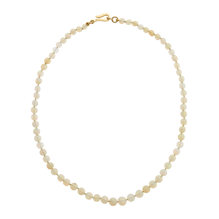 White Faceted Round Opal Beaded Necklace 217 (40cm), Bead Necklaces, Ileana Makri