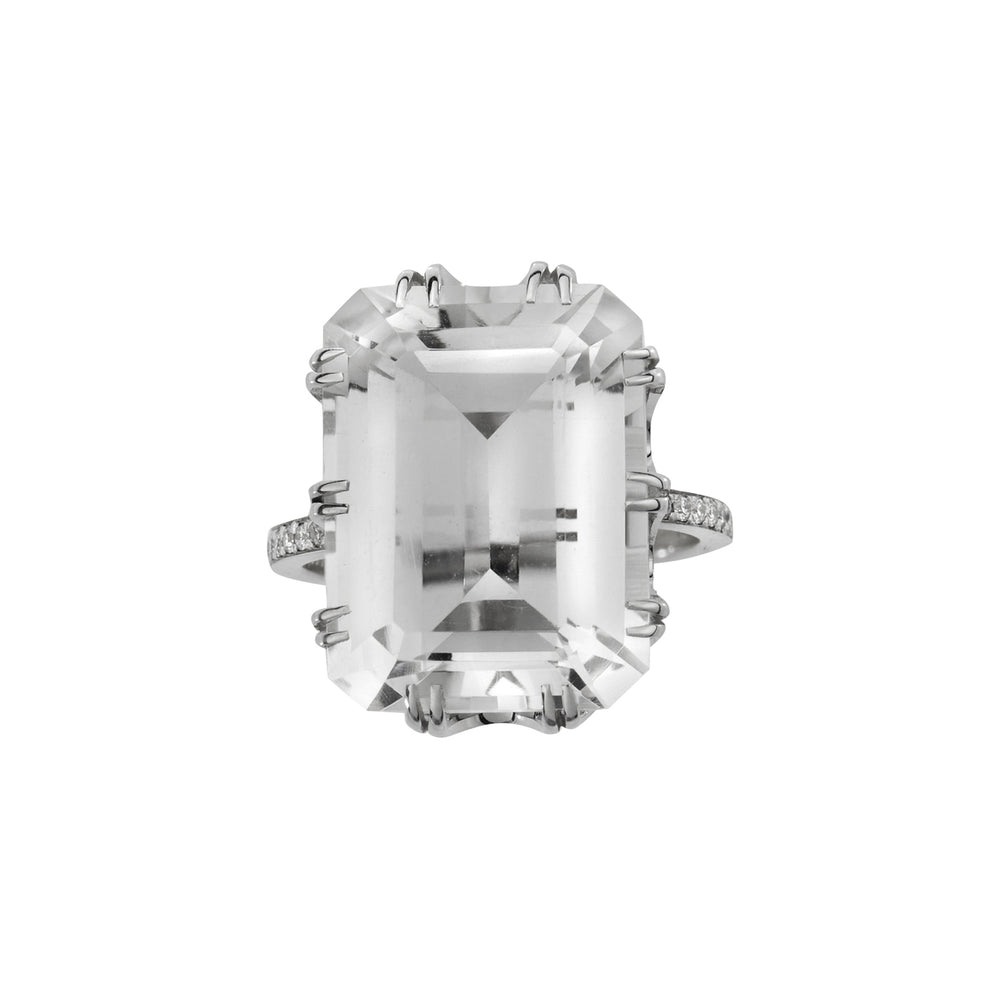 Oblong Crown Solitaire White Topaz, Rings, Ileana Makri