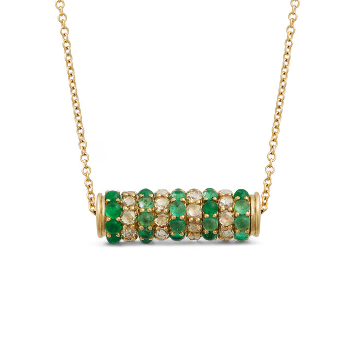 Emerald Spin Cylinder Necklace