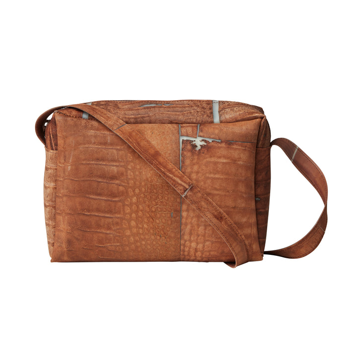 Zip Bag with Strap Raw Leather Caramel, Bags, Ileana Makri