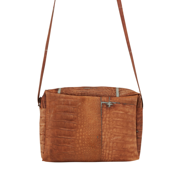 Zip Bag with Strap Raw Leather Caramel, Bags, Ileana Makri