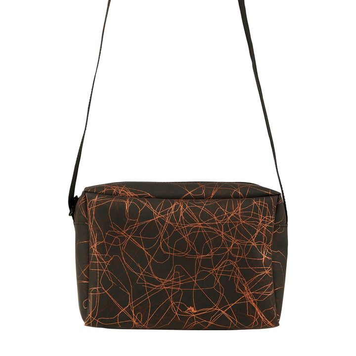 Small Zip Bag Strap Metallic Threads Bronze on Black, Bags, Ileana Makri
