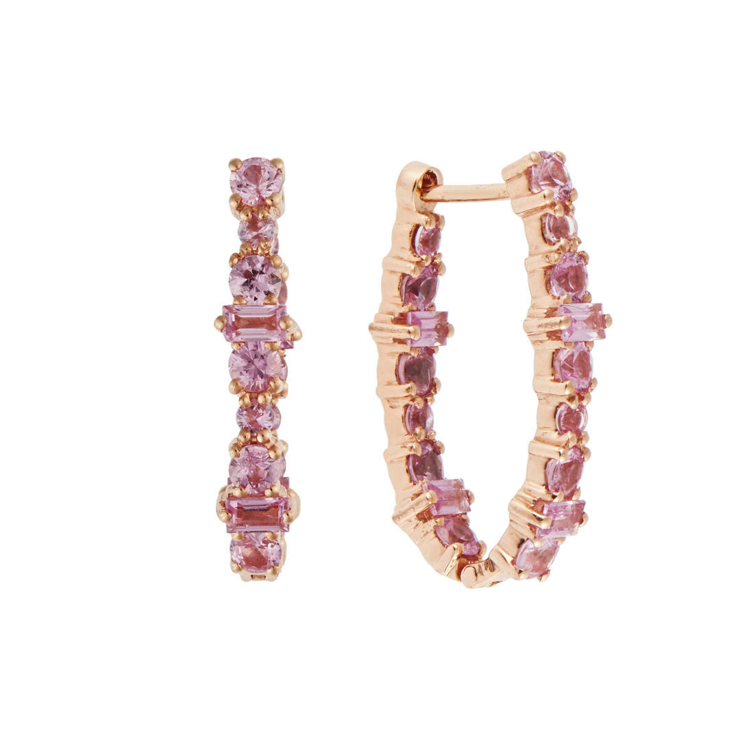 Inside Out Rivulet Pink Sapphire Oval Hoops - Rivulet - Ileana Makri store