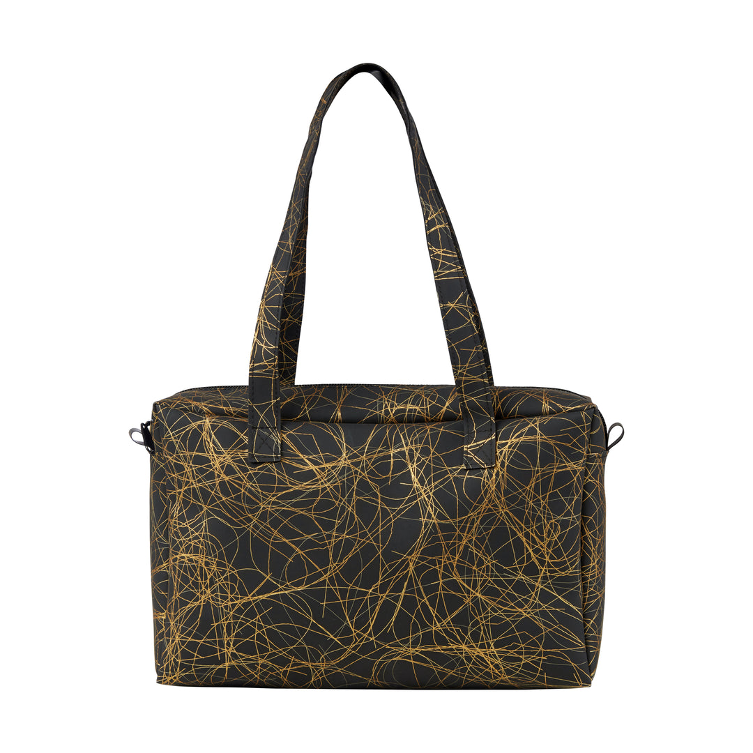 Zip Bag Metallic Threads Gold on Black, Bags, Ileana Makri