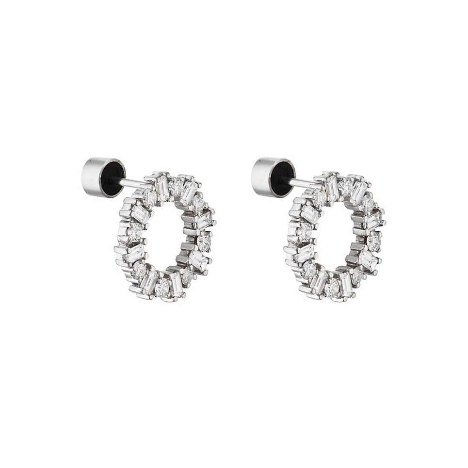Baguette Diamond Crown Earrings W-D, Earrings, Ileana Makri