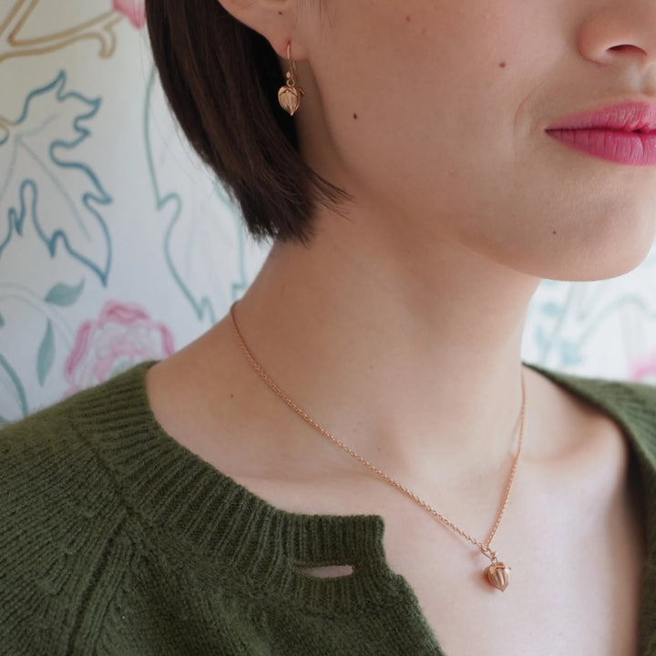 18k Rose Gold Flax Pod Pendant, Charms & Pendants, Ileana Makri