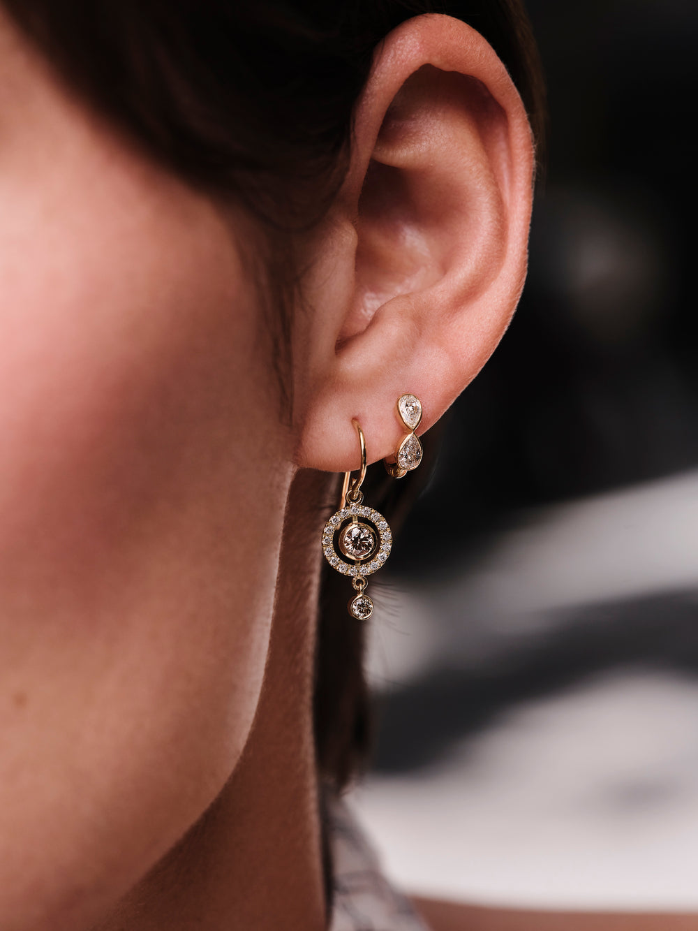 Diamond Orbit Drops, Earrings, Ileana Makri