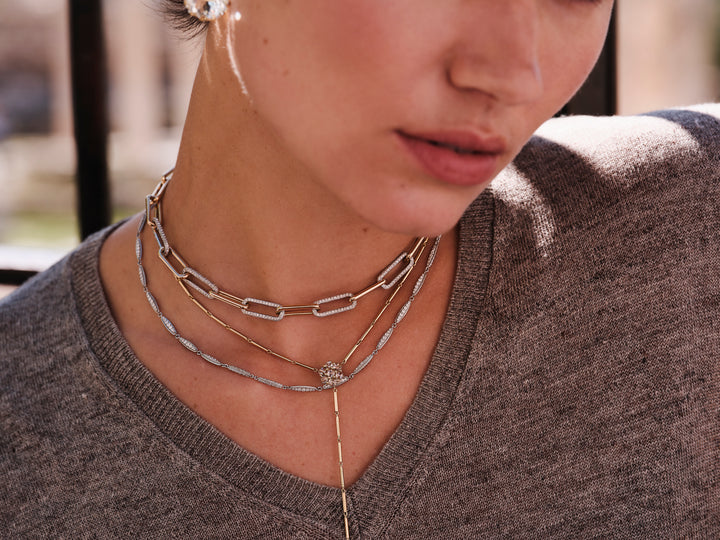 18k Seamless Oblong Diamond Link Necklace, Necklaces, Ileana Makri