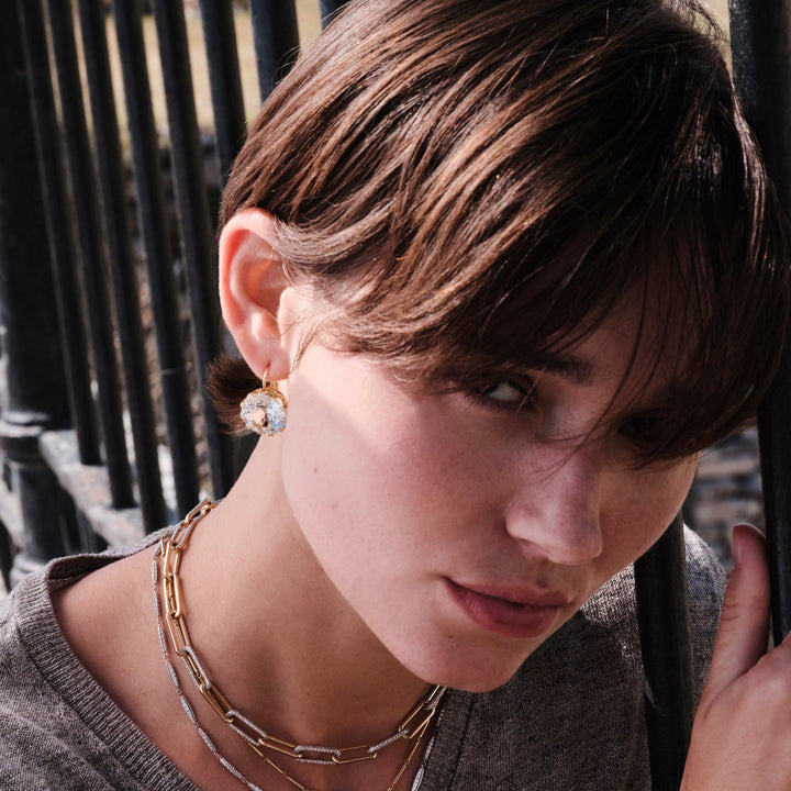 Medium Crown White Topaz, Earrings, Ileana Makri