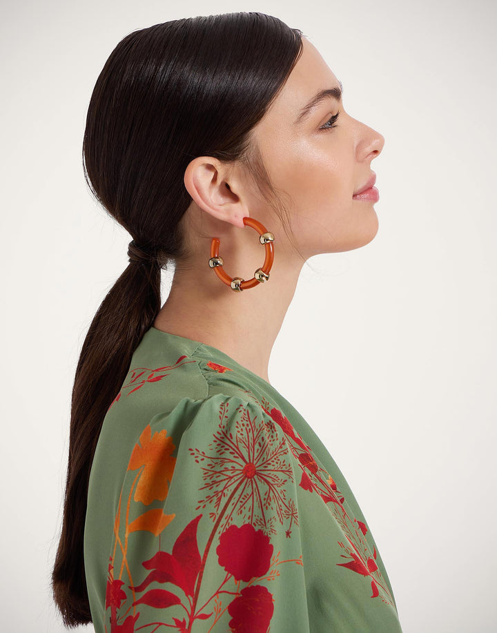 Studded Hoops Solid Orange, LDJ-Jewelry-Ear, Ileana Makri