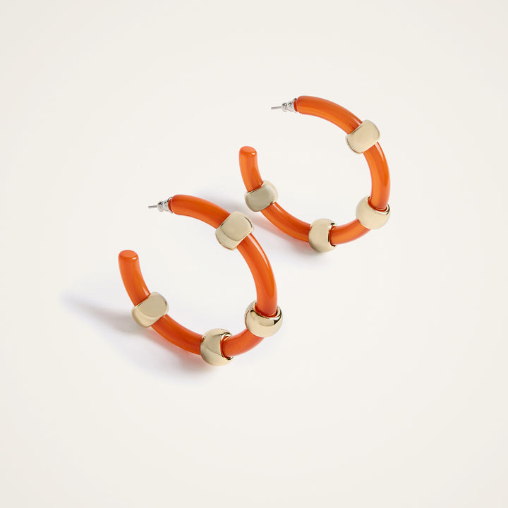 Studded Hoops Solid Orange, LDJ-Jewelry-Ear, Ileana Makri