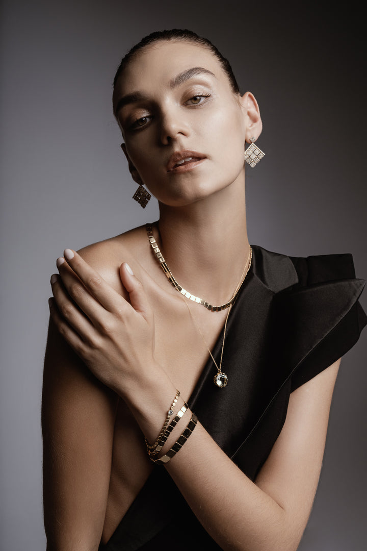 Single Diamond Ripple Bracelet Y-D - Ileana Makri