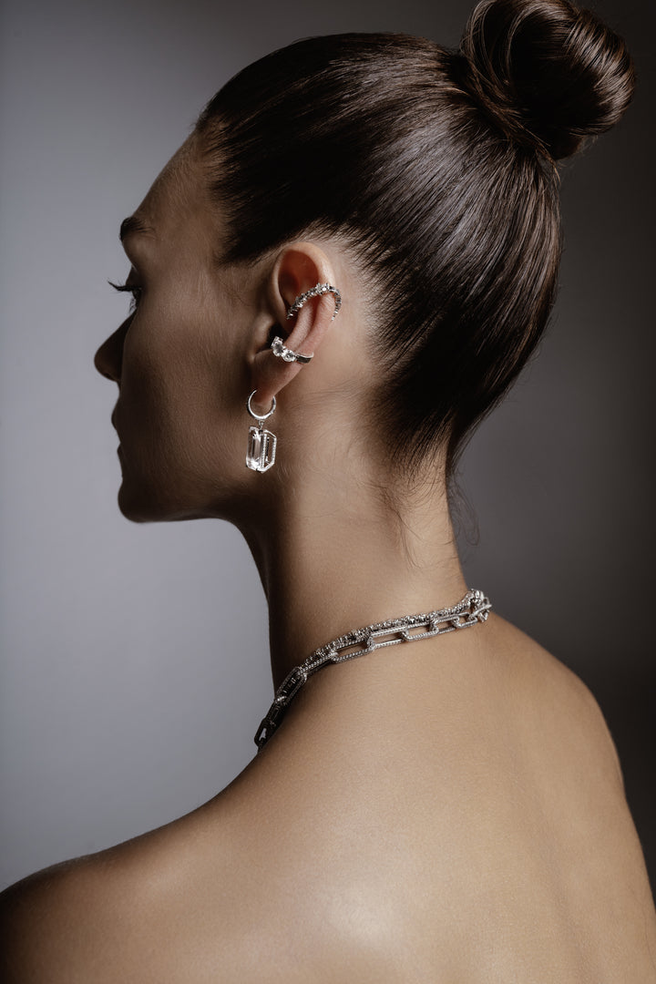 Oblong Royal Crown Midi Hoops - Ileana Makri