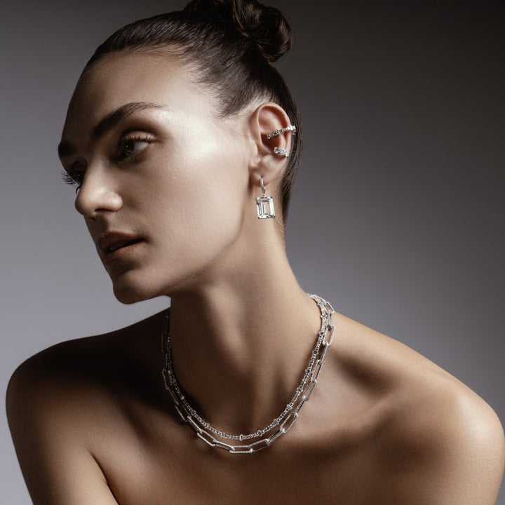 18k Seamless Oblong Pave Diamond Link Necklace - Ileana Makri