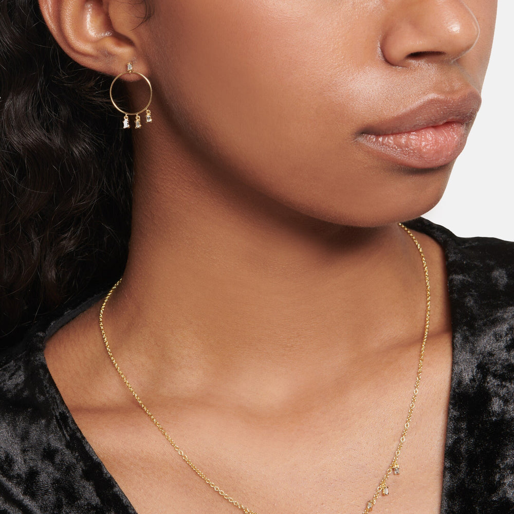 Stud Hoop Baguette D-S, Earrings, Ileana Makri