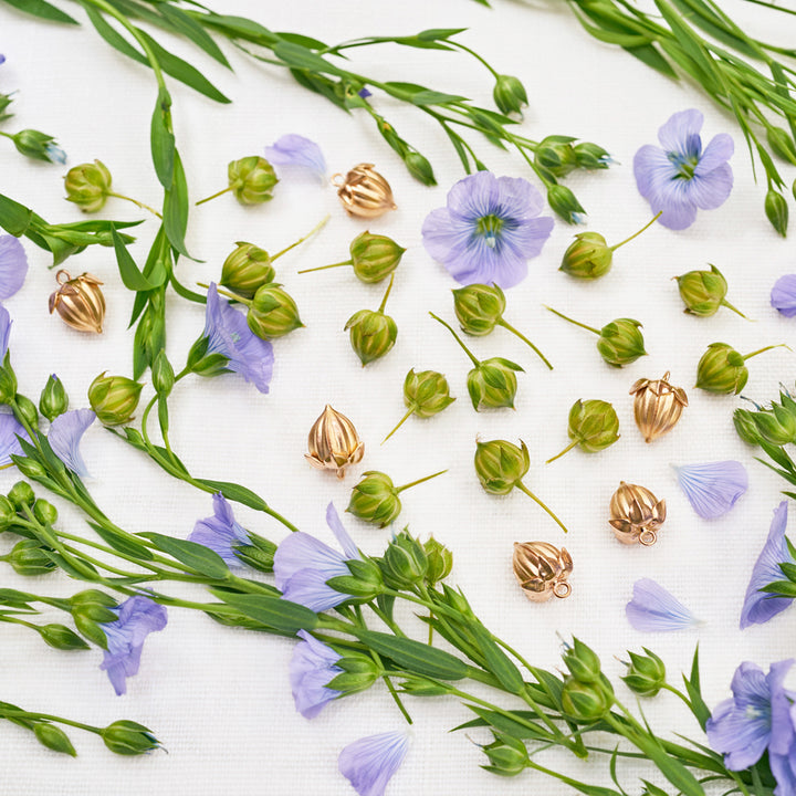 18k Rose Gold Flax Pod Pendant, Charms & Pendants, Ileana Makri