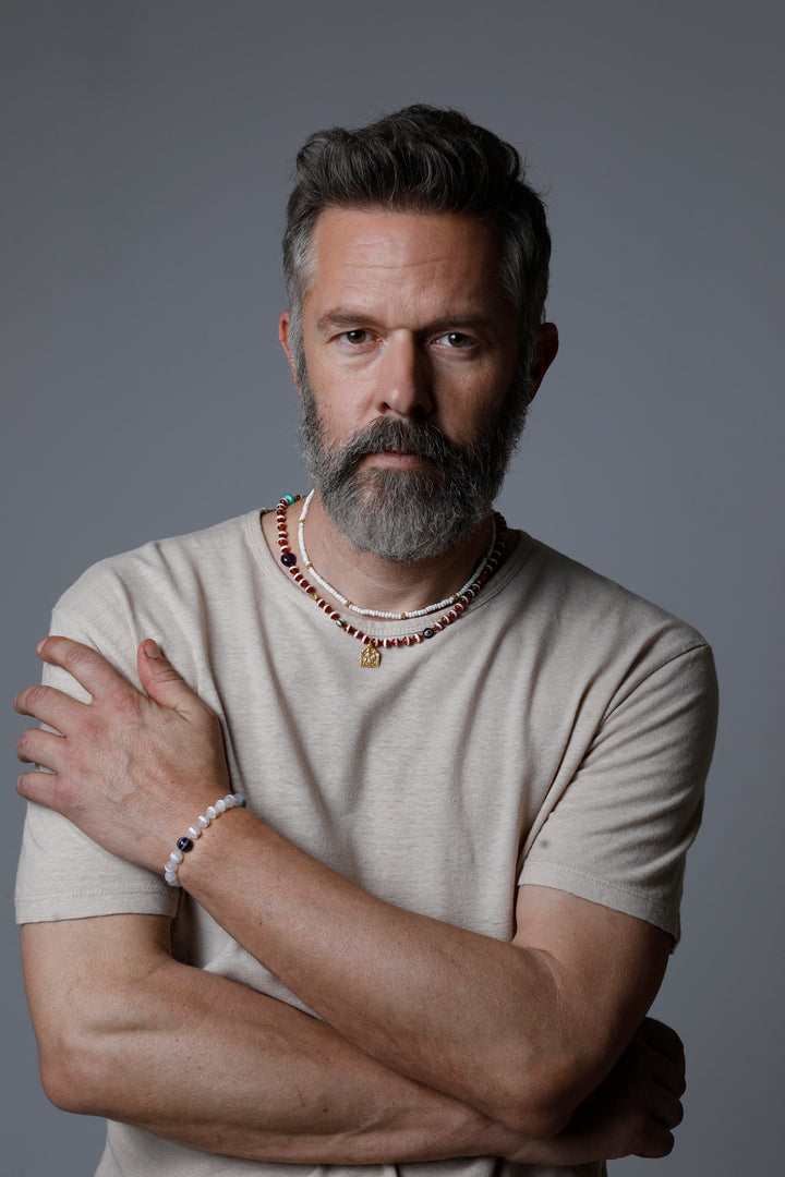 Brown Agate Stripe Necklace 40 (70cm) - Globetrotter - Ileana Makri store