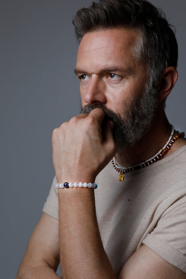 Brown Agate Stripe Necklace 40 (70cm) - Globetrotter - Ileana Makri store