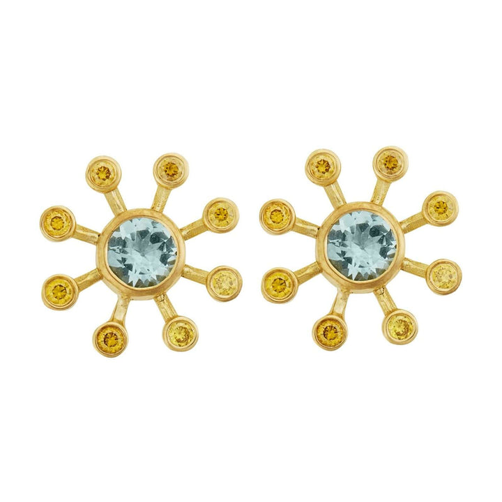 Aquamarine Blossom Studs - Florescence - Ileana Makri store