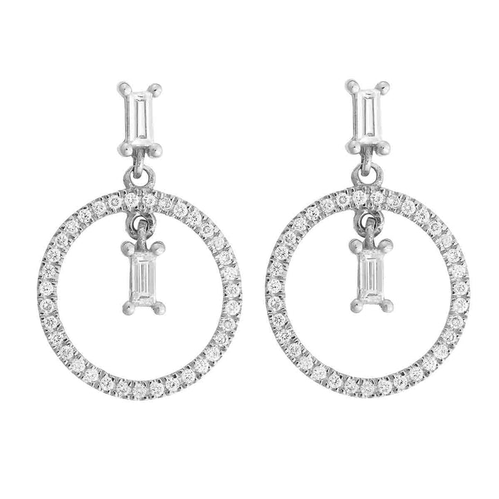 Baguette Dangling Hoop W-D - Baguette - Ileana Makri store