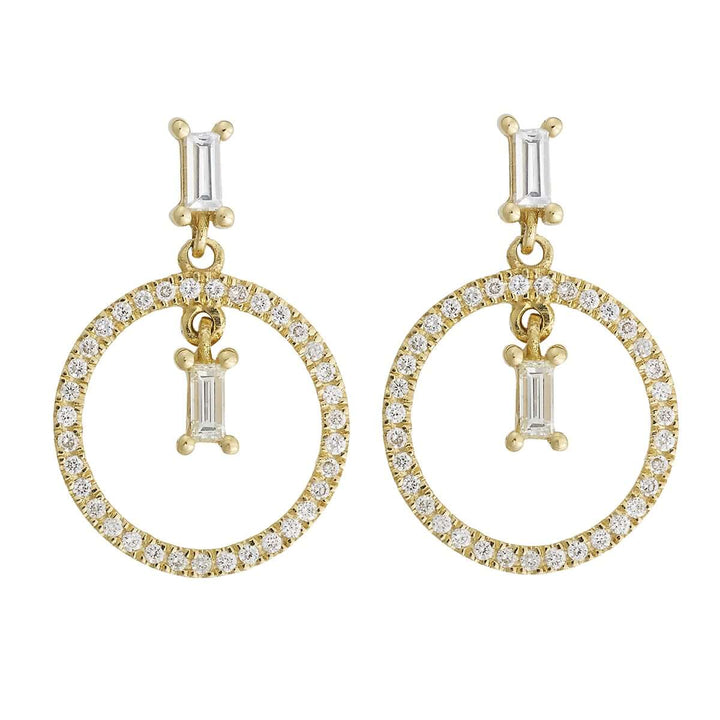 Baguette Dangling Hoop Y-D - Baguette - Ileana Makri store