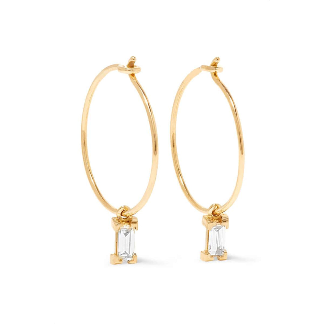 Dangling Baguette Hoops - Baguette - Ileana Makri store