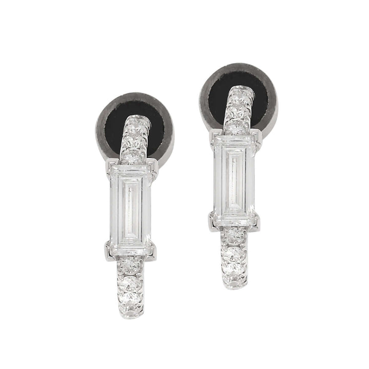 Thread Baguette Diamond Hoops W-D - Baguette - Ileana Makri store