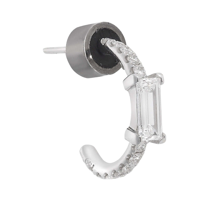 Thread Baguette Diamond Hoops W-D - Baguette - Ileana Makri store