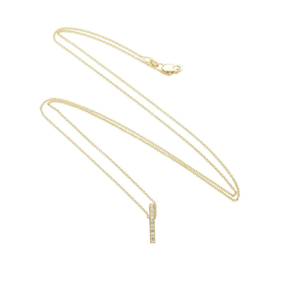 Thread Baguette 5 Diamond Pendant - Baguette - Ileana Makri store