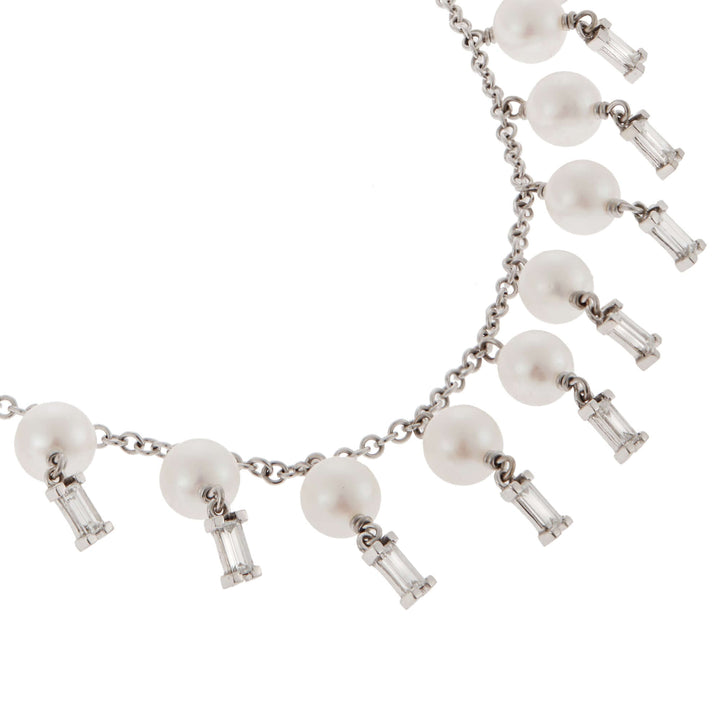 Baguette Pearl Drop Necklace - Baguette - Ileana Makri store