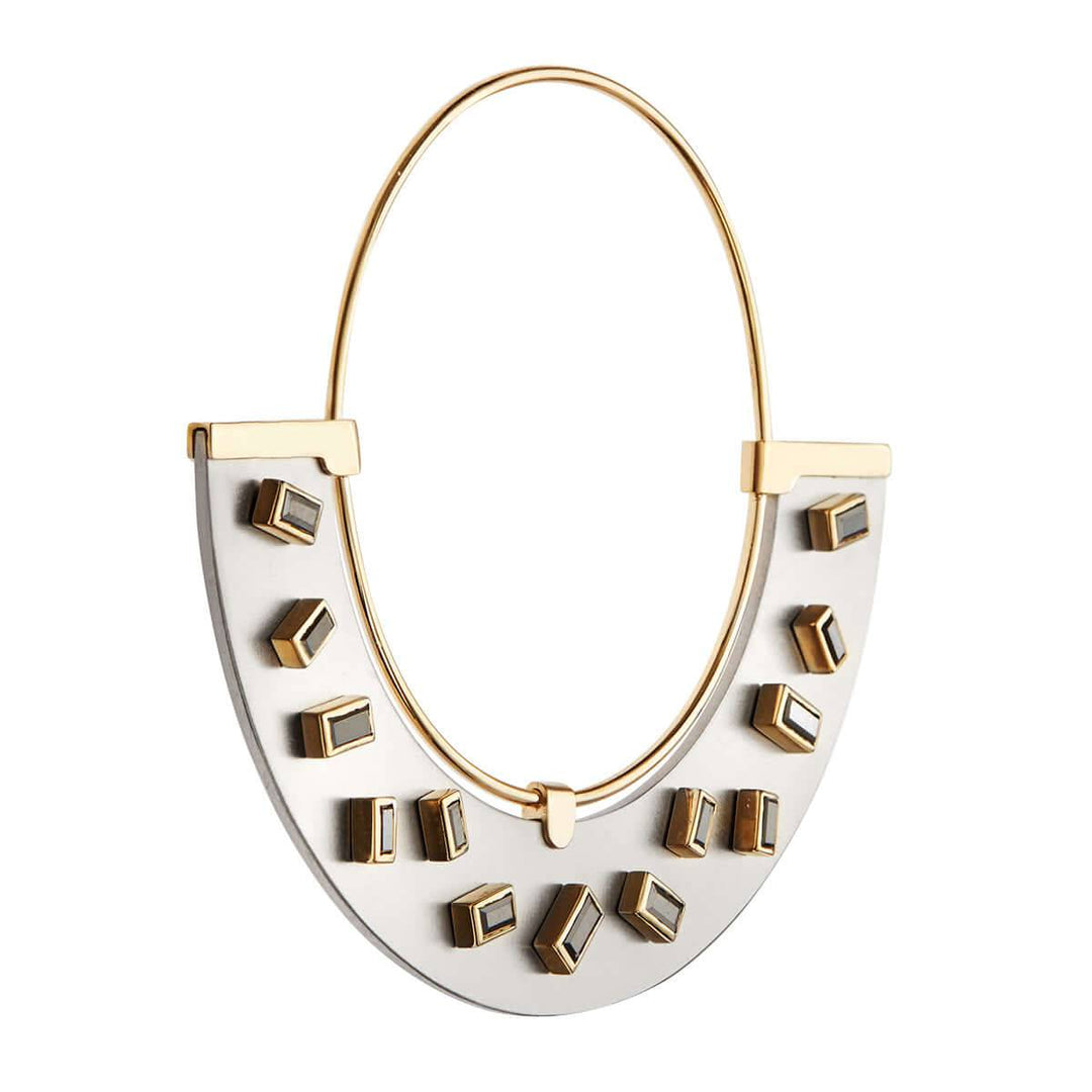 Baguette Sprinkles Half Moon Earrings BD - TITANIUM - Ileana Makri store