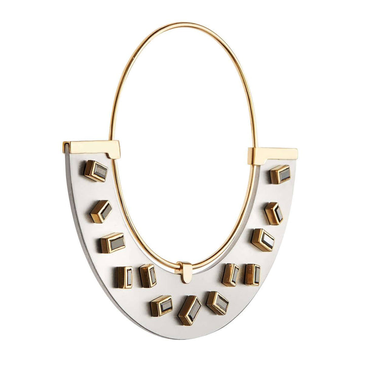 Baguette Sprinkles Half Moon Earrings BD - TITANIUM - Ileana Makri store