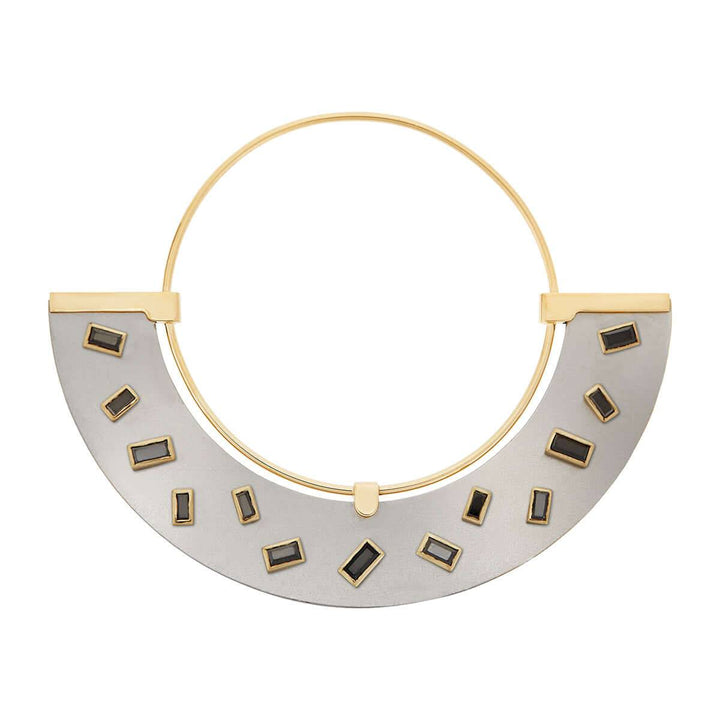 Baguette Sprinkles Half Moon Earrings BD - TITANIUM - Ileana Makri store