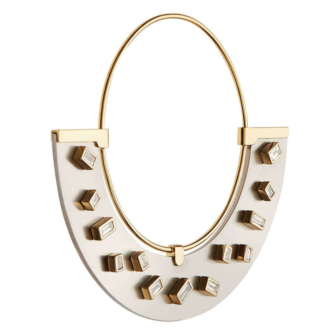 Baguette Sprinkles Half Moon Earrings D - TITANIUM - Ileana Makri store